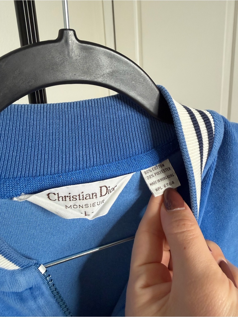 Dior Blue and White Striped Collar Zip Jacket - Picture 4 of 9